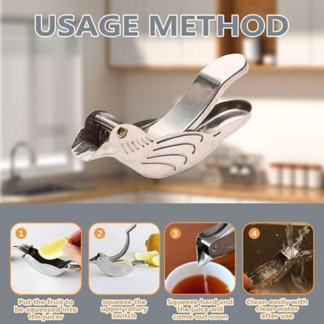 Presse-agrume manuel en inox à levier – Design oiseau, extraction jus efficace (1/4)
