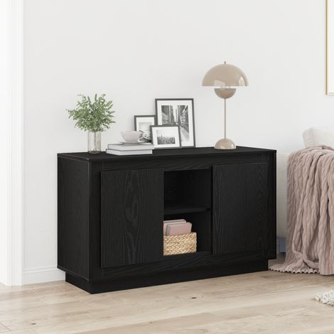 Sideboard Schwarz Eichen-Optik 102 x 35 x 60 cm Holzwerkstoff