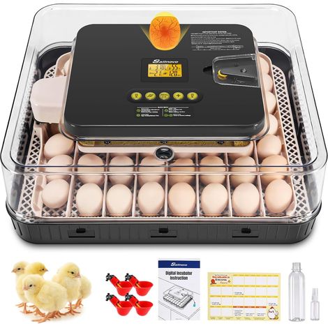 Couveuse Oeuf Automatique 56 Oeufs, Couveuses Oeuf Pour ufs de Volailles avec 4 Modes vue à 360°, Incubateur Oeuf Retournement Automatique des Oeufs et Contrôle de la Température, Gris