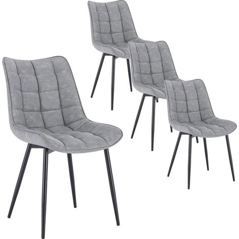 WOLTU 4Pcs dining chairs Living Room chairs Faux Leather with Padded Seat chairs Grey
