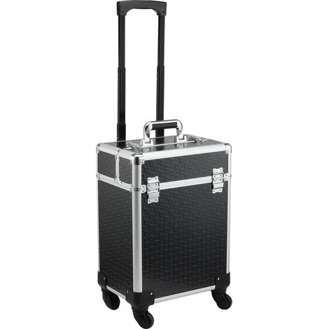 Valise maquillage trolley cosmétique vanity alu noir 34x24x52 cm