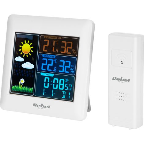 Drahtlose Wetterstation mit Außensensor und Rebel LCD-Farbbarometer