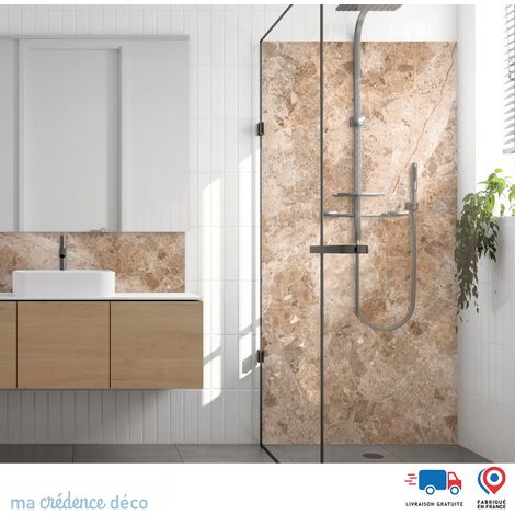 Panneau de douche : Marbre de Velletri - Couleur Ocre - Alu composite - 90 - 245 (1/3)
