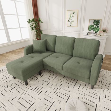 Canapé d’angle L 166x118x77 cm,3 places,tissu côtelé,pieds plastique,modulaire pour salon,appartement et bureau-Xh (1/5)