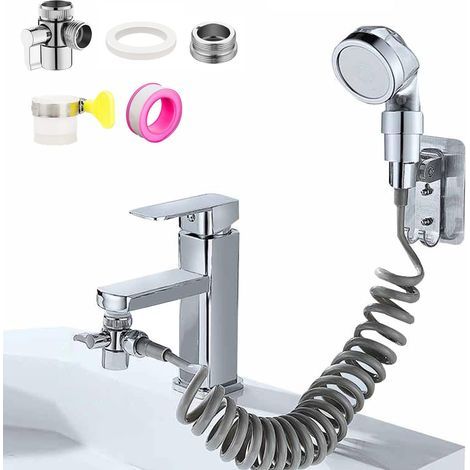 Kit de douche de bassin, kit de douche de bassin, kit de douche de bassin avec tuyau télescopique, adaptateur de robinet G1 / 2 pour lave - tête / évier (1/5)
