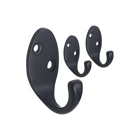 Porte-manteau mural - Jeu de 3 crochets, design moderne - Salle de bain, cuisine, couloir Porte-manteau mural - gain de place, noir 2.754.5cm (1/5)