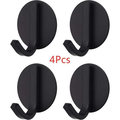 Ganci adesivi resistenti, in acciaio inox nero, per bagno, bagno, portasciugamani, per casa e ufficio - 4 pezzi