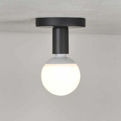 Douille de lampe en métal E27, base de lampe, douille de lampe, lampe de plafond murale E27, plafonnier pour couloir, chambre, café, cuisine, salon, bureau, noir. (1/4)