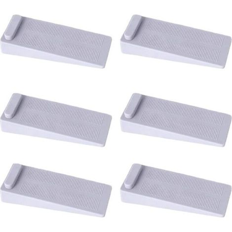 Türstopper, 6er-Set rutschfeste Türstopper aus Gummi, bodenmontiert, höhenverstellbar, Grau