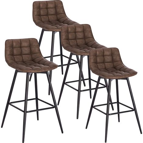 Woltu – Lot de 4 tabourets de bar avec repose-pieds – Siège en similicuir – Pieds en métal – Hauteur d'assise 64 cm – Capacité 100 kg (1/4)