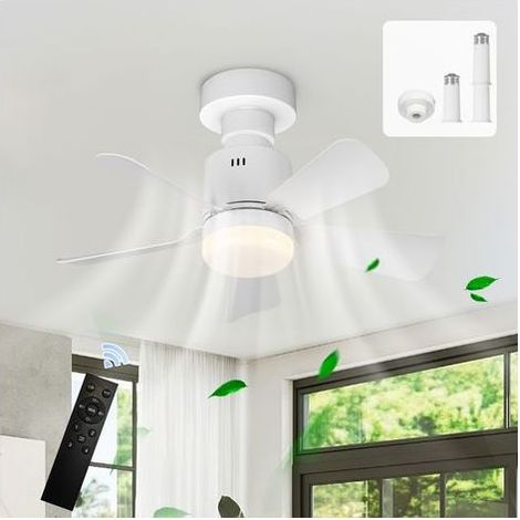 Ventilateur de plafond 45 cm silencieux – Lumière LED dimmable 24W – Télécommande – 4 vitesses – Pales en ABS – Pour pièces jusqu'à 15 m² (1/5)