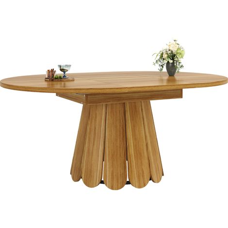 CHICFURN Mesa de comedor redonda extensible 118x158 cm de MDF marrón, hasta 6 personas (1/5)