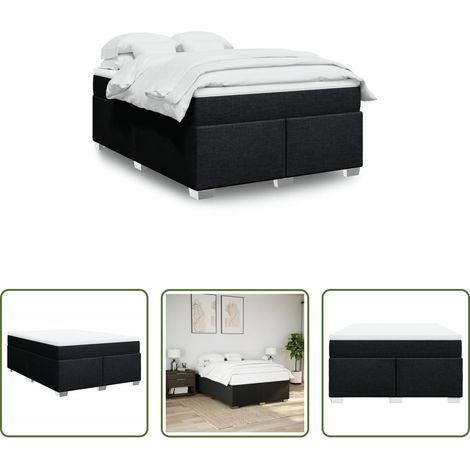Matelas à ressorts ensachés - Sommier à lattes de lit avec matelas Noir 160x200 cm Tissu (1/5)