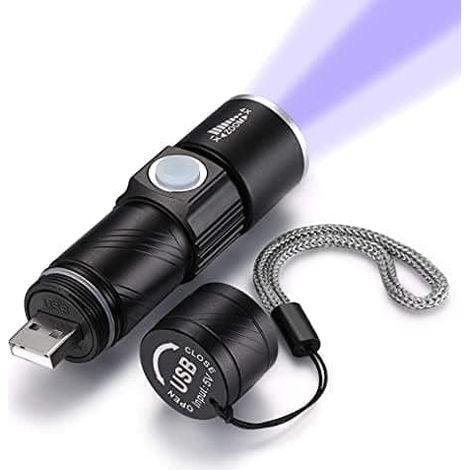 Mini lampada UV, luce nera ricaricabile per rilevare macchie di animali domestici e indurimento della resina, riflettore regolabile. (1/5)