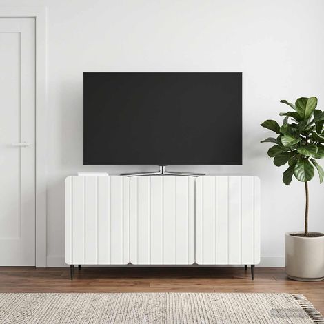vidaXL TV Cabinet 99 x 34.5 x 52 cm High Gloss White Engineered Wood (1/5)