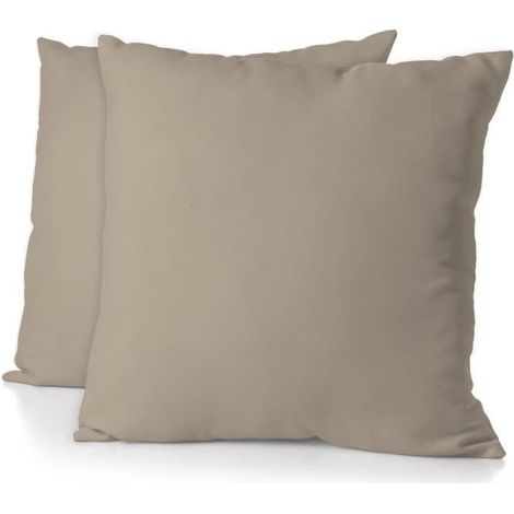 Lot de 2 taies d'oreiller - HOME LINGE PASSION - HP72092 - Microfibre 82 g - 63 x 63 cm - Beige (1/3)