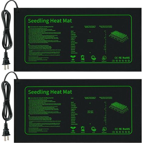 Lot de 2 tapis chauffants étanches 25x53,5 cm pour germination de graines