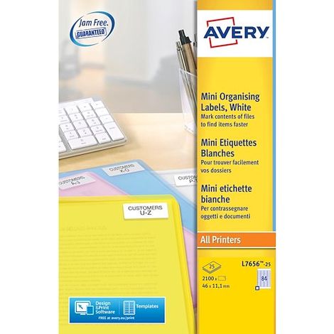 Etiquettes adresses laser 46 x 11,1 mm Avery L7656-25 - Pochette de 2100 (1/5)