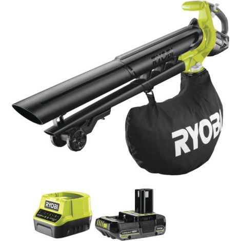 Pack RYOBI Souffleur Aspiro-Broyeur OBV18 - 18V One+ Brushless - 1 Batterie 2.0Ah - 1 Chargeur rapide (1/6)