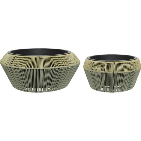 Rubino fioriera da esterno in vimini bassa set da 2 D53 cm
