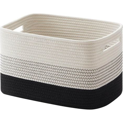 Panier de rangement, bac de rangement tressé, panier à jouets en corde de coton, organisateur de chambre — 1 pièce, dégradé foncé — 38 x 25 x 22,5 cm (1/4)