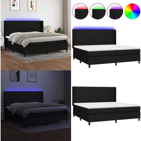Sommier à lattes de lit matelas LED Noir 200x200 cm Tissu - Lit Plateforme - Lit Design - Lit Moderne - Lit Double - Sommier Tapissier - Home & Living (1/5)