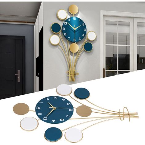 Designer-Wanduhr aus Eisen und MDF, große Größe 80 x 51 cm, für das Wohnzimmer, mit geräuschlosem Uhrwerk (1/5)