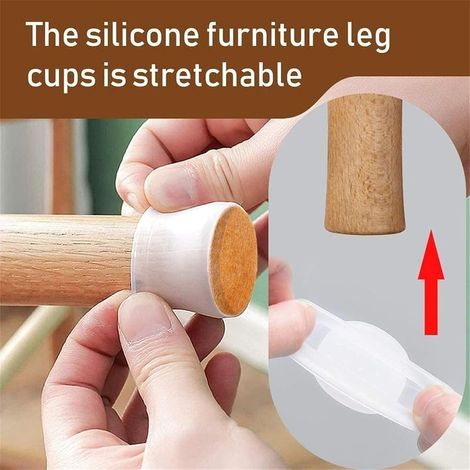 Protection Pied De Chaise,Patins Glisseurs Pour Meubles Couvre-jambes De Chaise En Silicone Transparent Avec Coussinets En Feutre Utilisé Pour Table Basse Salon Chaise,20 morceaux (blanche,3,8