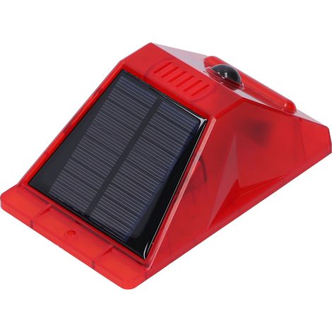 Lampe d'alarme solaire 129 dB avec détecteur de mouvement et répulsif pour animaux, télécommande incluse, idéale pour les fermes et les vergers. (1/5)
