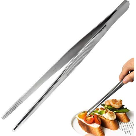Grillzange aus Edelstahl 304, professionelle Küchenzange mit langem Griff, multifunktionale Grillzange, 30 cm