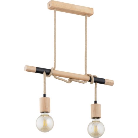 Suspension scandinave bois noir 2xE27 15W Alfa Lancer (1/2)