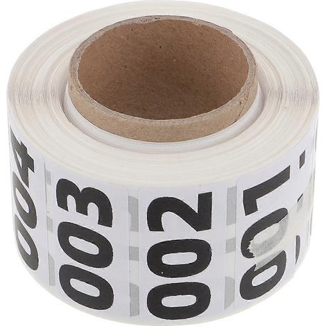 Rolle nummerierter Aufkleber, fortlaufend nummerierte Etiketten, selbstklebende Lageretiketten – 4 x 4 x 3 cm – Weiß (1/2)