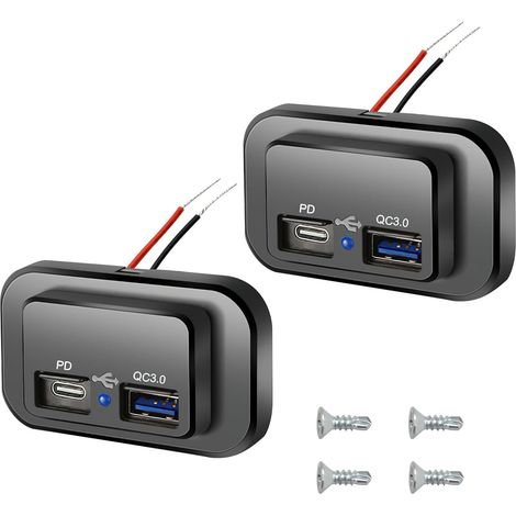 Cargador de coche de carga rápida (2 unidades), 12 V, 4,8 A, doble puerto USB con LED impermeable para coches, barcos, camiones y autocaravanas. (1/5)