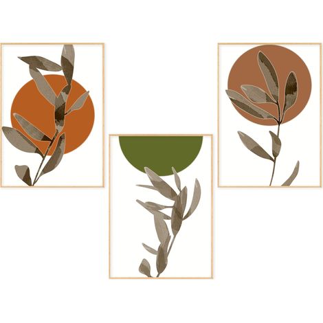 Lupia POSTER Set 3 stampe da parete ZEN LEAVES A3 29,7x42 cm ART PRINTS METAL con finitura metallizzata per soggiorno, camera da letto, cucina, astratti alta qualita', SENZA CORNICE (1/4)