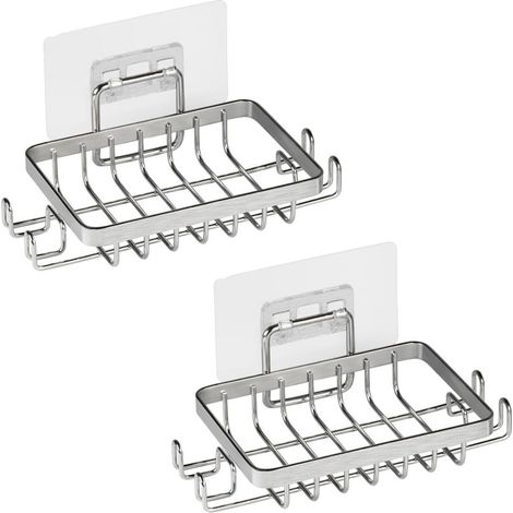Zeeprek - Acero Inoxidable 304 - Montaje Sin Perforación - Soporte Autoadhesivo con Gancho - Para Baño y Cocina - Set de 2 Unidades (1/5)