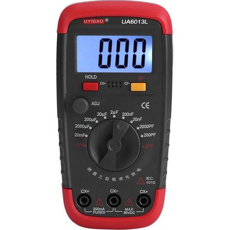 Probador y detector de voltaje, medidor de capacitancia digital, probador de condensadores profesional de 0,1 pF a 20000 uF con retroiluminación LCD, máx. 1999 (1/5)