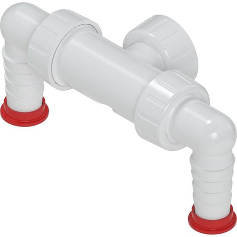 Siphon encastré pour lave-linge, deux buses, blanc (1/2)
