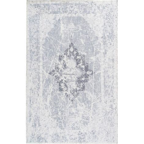 Tapis Tissé Doux Imprimé Vintage "Prayer" Gris 120 x 180 cm (1/4)