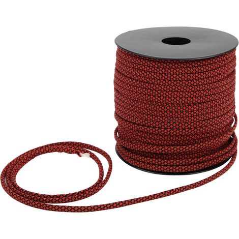 Corde de survie en parachute 7 brins 4mm épaisseur 50m pour camping, tente, bracelet et accastillage rouge noir (1/5)