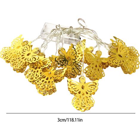 Guirlande Lumineuse Ange - En Fer - Pour Décoration Extérieure Noël Jardin Terrasse - 300 cm - Or - 1 Pièce (1/5)
