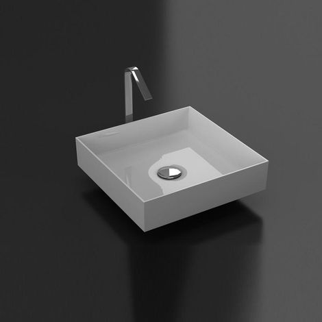 Aufsatzwaschbecken aus Gussmarmor quadratisch SIENA (1/4)