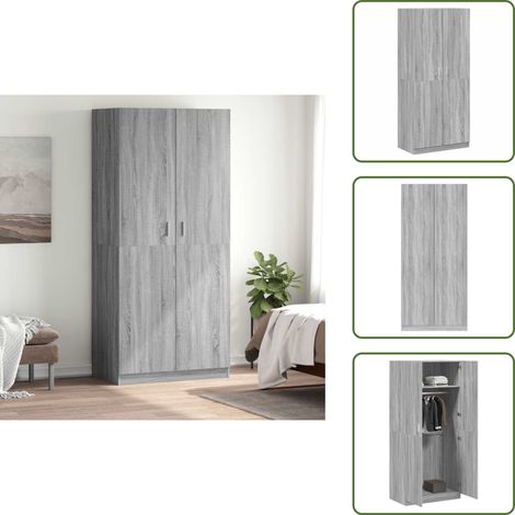 Garde-robe Sonoma gris 90x52x200 cm Bois d'ingénierie - Meuble De Rangement - Armoire - Placard - Dressing - Meuble Chambre (1/5)