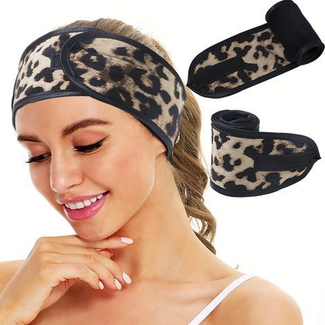 Gesichtsbandana – Frottee-Gesichtsband – Verstellbar mit Klettverschluss – Für Gesichtspflege, Dusche, Sport – 2 Stück (1/5)