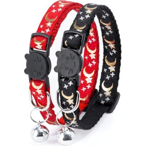 Collier Chat, Collier pour Chat Anti-étranglement, Cloche, Réfléchissant, Fermeture Rapide, Réglable de 21 à 35 cm, pour Chat et Chiot (1/5)
