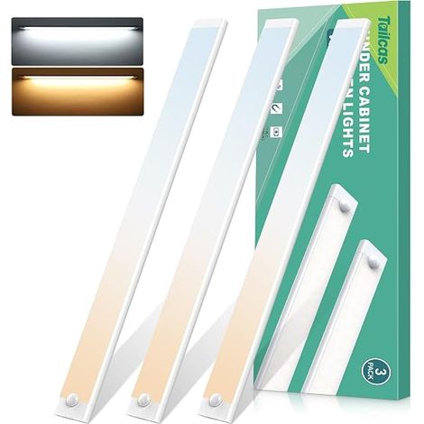 3 Pack 40cm 100 LED Kitchen Lights 3000K/6000K Continuous Cabinet Lighting Motion Sensor 2000mAh USB-C Charging Night Light Magnetic (1/5)