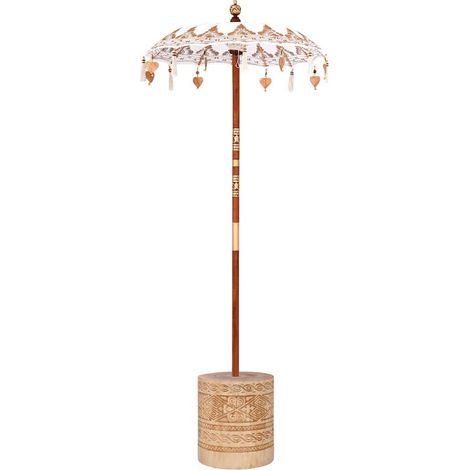 Parasol balinais 260 Crème 95-100 cm Coton et bois massif vidaXL (1/5)
