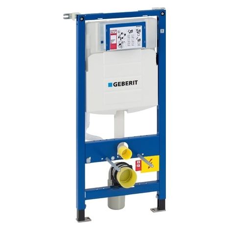 Geberit – Bâti-support mural WC suspendu 112 cm – Réservoir Sigma 12 cm encastré – Chasse double touche 3/6 L réglable – Structure acier thermolaqué
