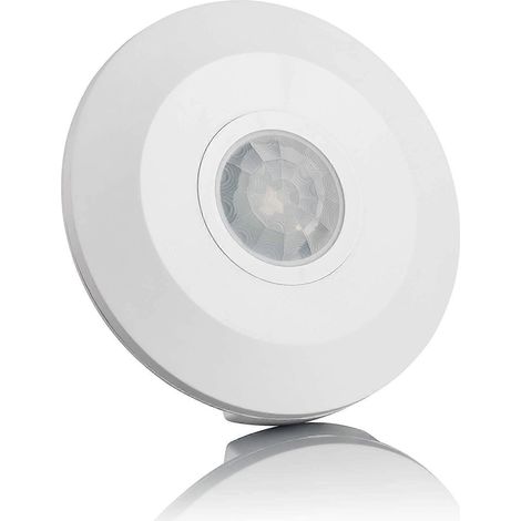 Plafonnier à détecteur de mouvement infrarouge blanc, fixation au plafond, compatible LED, portée max. 6 m/360°, puissance max. 2000/1000 W, indice de protection IP20 (1/5)
