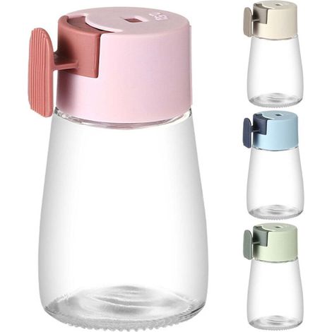 Lot de 4 flacons d'épices, bocaux en plastique transparent avec couvercle, distributeur d'épices en poudre pour produits secs, essence de poulet