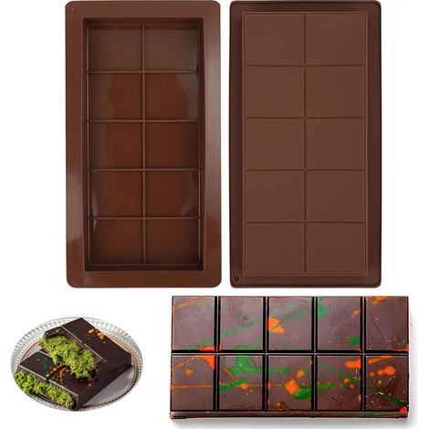 Lot De 3 Moule À Tablette De Chocolat Profond, Moule À Chocolat En Silicone, Moule À Tablette Chocolat, Moules À Chocolat Profonds, 25 × 14 × 2 cm